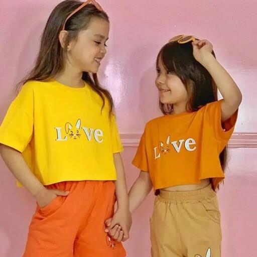 کراپ شلوارک دخترانه love سایز 40 تا 65 مناسب 2 تا 13 سال